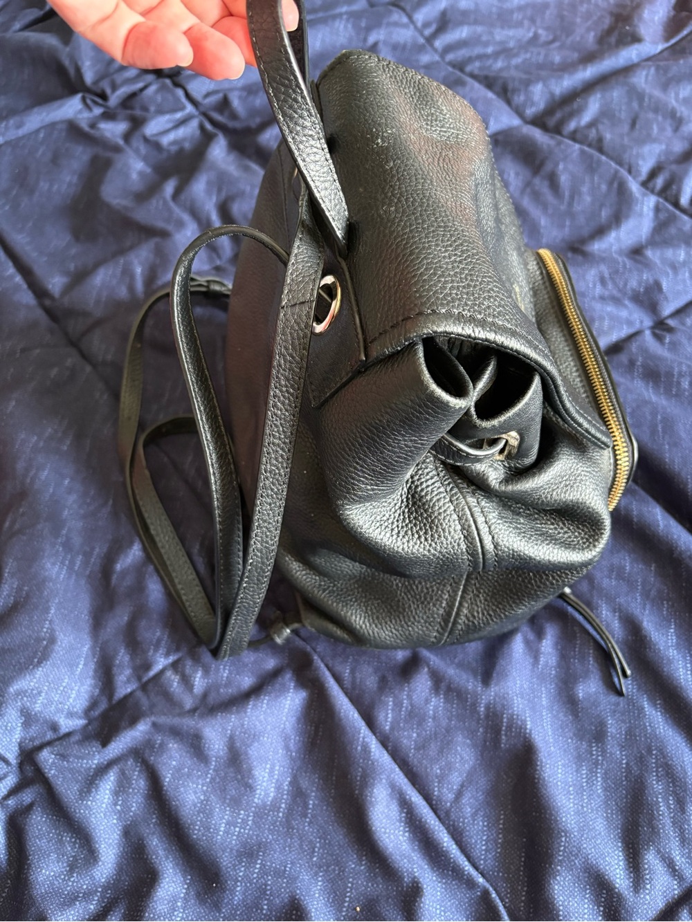 kate spade black pebbled leather mini backpack with gold logo - Picture 3 of 10